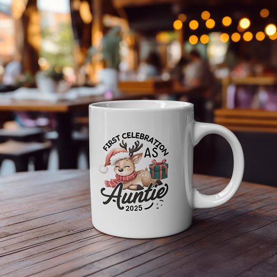 Discover Digital Download - First Christmas As Auntie 2025 Mug Design for Print on Mugs, Cards, & Apparels