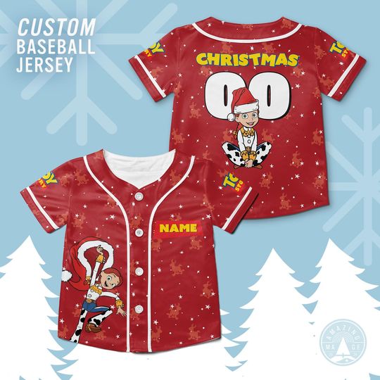 Discover Custom Jessie Toy Story Christmas Baseball Jersey, Disney Xmas Shirt, Pixar Toy Story Shirt, Jessie Buzz Lightyear Slinky Forky Aliens