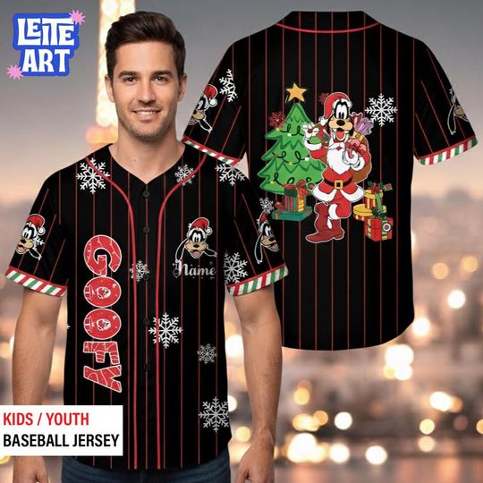 Discover Custom Disney Baseball Jersey  Personalized Christmas Mickey Shirt, Matching Outfits for Holiday Party and Disney Family Trip