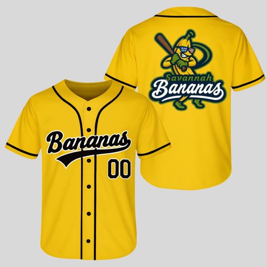 Discover Custom Baseball Jersey, Funny Banana Baseball Jersey, Let's Go Bananas Shirt for Baseball Fans, Gift For Savannah Baseball Fan