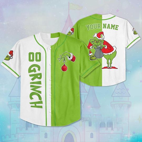 Discover Personalized Grinnch Jersey Shirt, Funny Christmas Baseball Jersey, Holiday Whoviille Grinnch Outfit, Dr Seuss Christmas Party Wear