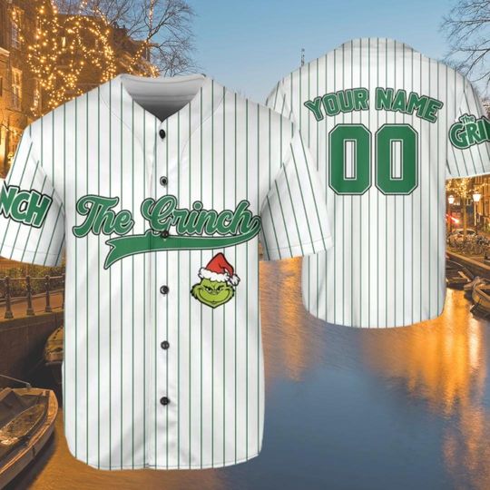 Discover Personalized Grinnch Baseball Jersey Shirt, Funny Christmas Baseball Jersey, Holiday Whoviille Grinnch Outfit, Christmas Party Wear