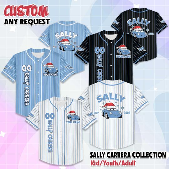 Discover Personalized Sally Carrera Christmas Baseball Jersey, Custom Baseball Jersey Team, Disney Baseball Team Outfit, Disneyland Birthday Gift