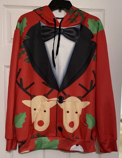 Discover Christmas REINDEER Ugly Sweater Hoodie Mens XL