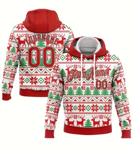 Discover Custome Name Christmas Ugly Pattern 3D Hoodie