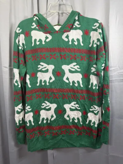 Discover Ugly Christmas Sweater Mens Large Reindeer Pullover Holiday Hoodie Novelty Funny