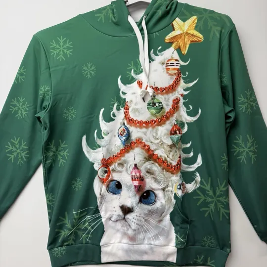 Discover Large Ugly  Unisex Christmas Cat Hoodie