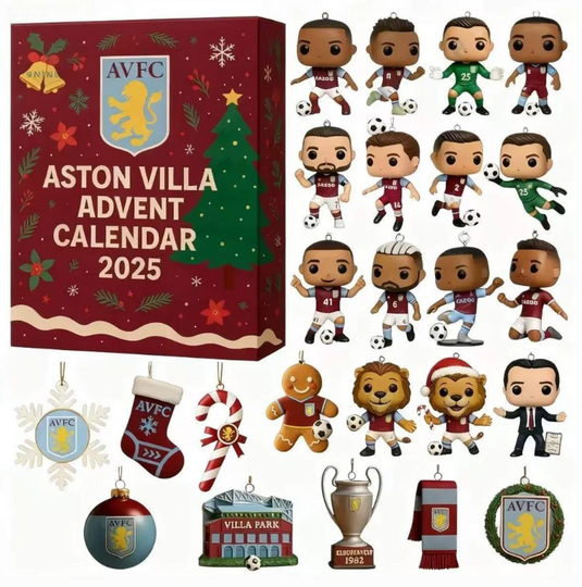 Discover Aston Villa Acrylic Advent Calendar Countdown Box 2D Mini Figures Surprise Box