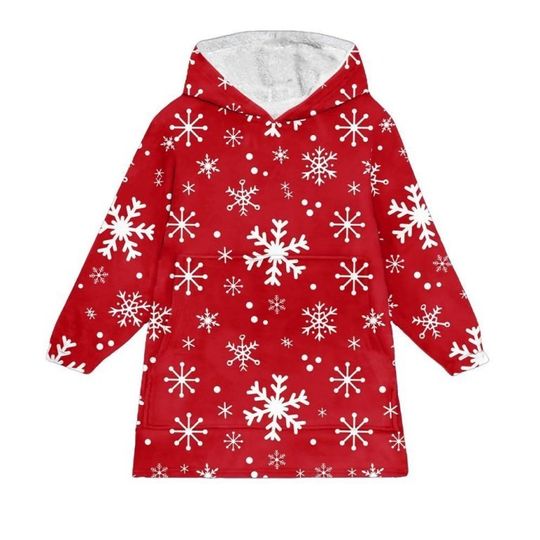 Discover Red Snowflake Christmas Blanket Hoodie