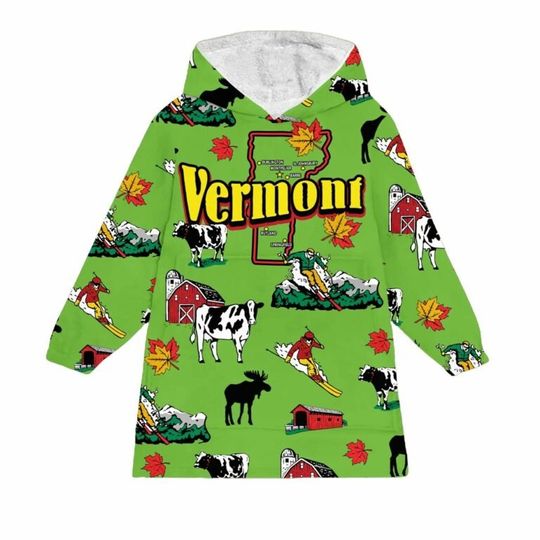 Vermont Green Blanket Hoodie Clothing Men Women