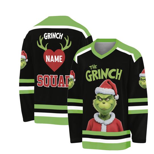 Personalized funny character Christmas Hockey Jersey Funny Custom Team Shirt, funny character Squad Baseball Jersey, funny character Black Hockey Jersey,Funny Holiday