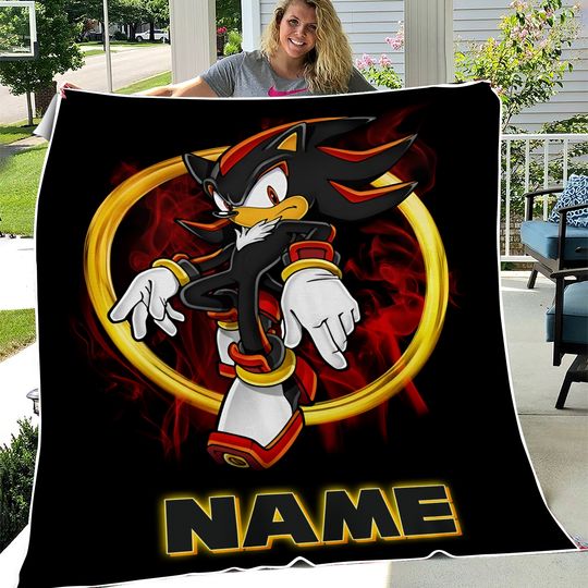 Custom Shadow The Hedgehog Blanket - Personalized Cartoon Minky Fleece Blanket