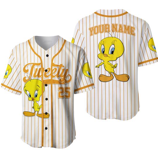 Personalized Tweety Baseball Jersey, Looney Tunes Tweety Jersey Shirt