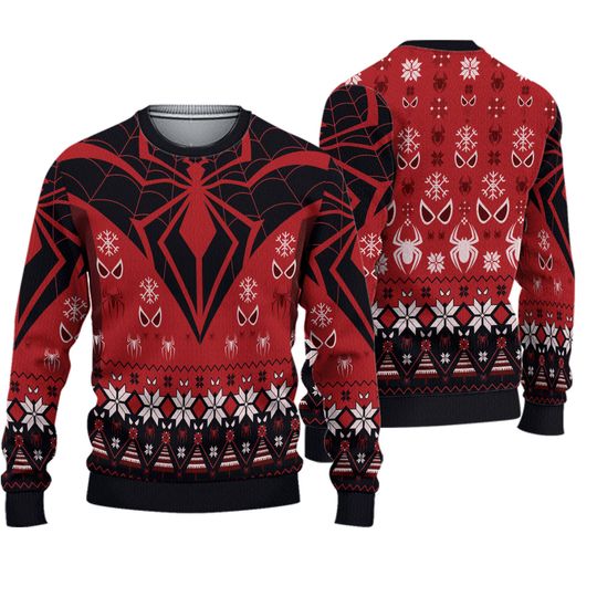 Spider Man Ugly Christmas Sweater, Spiderman Ugly Christmas Sweater, Superhero Xmas Sweatshirt, Spider Xmas Ugly Sweater