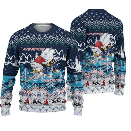 US SEABEES AOP Ugly Christmas Sweater Unisex S5XL Gift Xmas