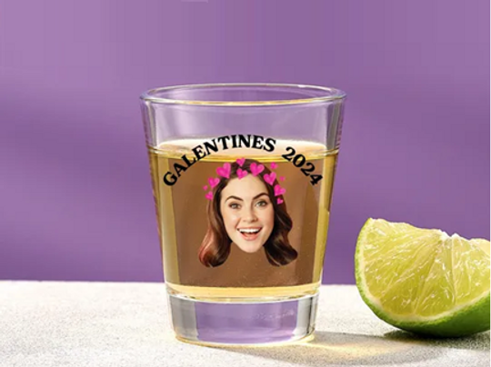 Personalized Galentine's Day Shot Glass: Custom Face Gift