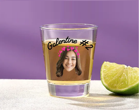 Personalized Galentine's Day Shot Glass, Custom Photo Gift