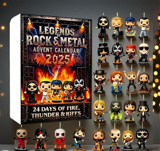 Discover 2025 Metal Gods Rock Legend Advent Calendar, 24 Days Christmas Countdown, Christmas Gift