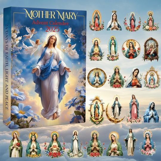 Discover Mother Mary Advent Calendar Box 2025, Calendar Box With Arcylic Ornament, Festive Catholic Gift, Christmas Box Gift