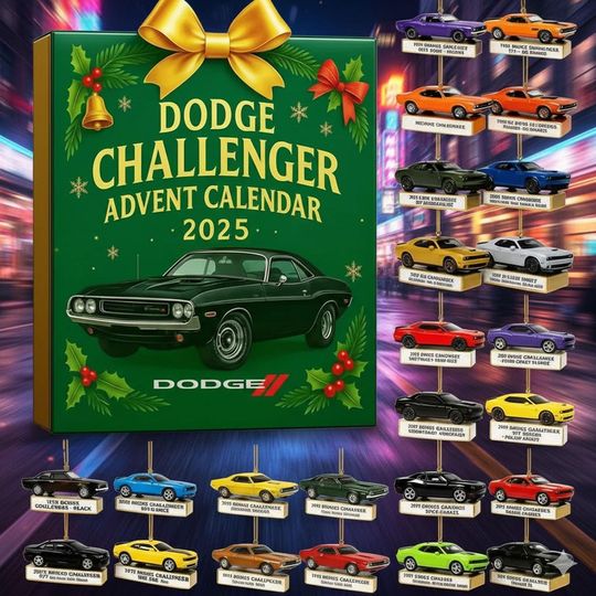 Discover 24 Dodge Challenger Ornament Collector Set, Iconic Model Christmas Decor, Mopar Fan Gift, R/T Scat Pack Figures