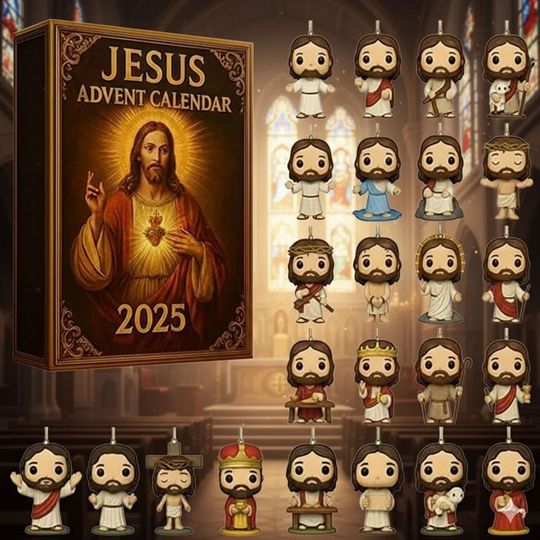 Discover Jesus Advent Calendar 2025, 24 Piece Christian Ornament Set, Religious Christmas Countdown Gift, Faith Based Decor