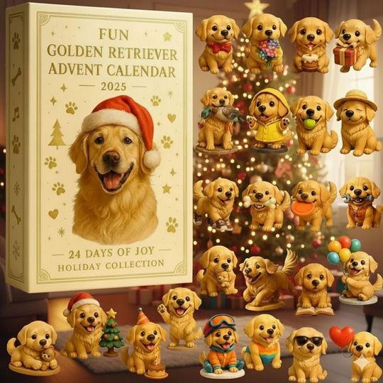 Discover 24 Puppy Ornaments Set, Golden Retriever Dog Christmas Decorations, Animal Lover Collector Gift