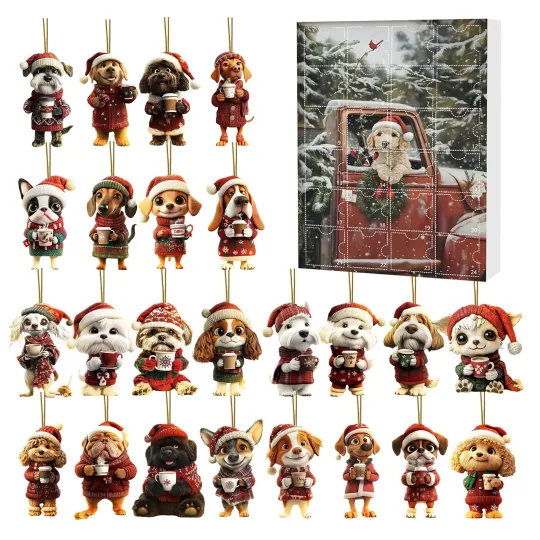 Discover Dog Ornament Christmas Advent Countdown Calendar 24 Days Dog
