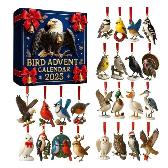 Discover Bird Christmas Countdown Calendar 2D Pendant 24 Days Advent 2025 Bluebirds Decor