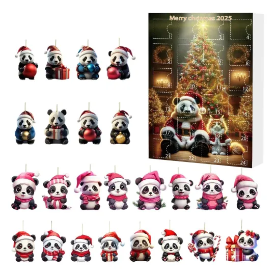 Discover Christmas Ornament Countdown Calendar 2D Acrylic Cute Panda Holiday