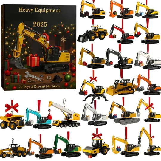 Discover Heavy Equipment A dvent C alendar 2025 Christmas 24 Days 2D Acrylic Ornament