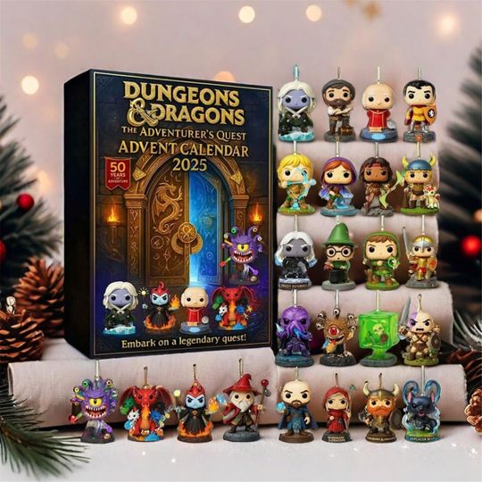 Discover 2025 Dungeons & Dragons Advent Calendar, 24 Days Christmas Dinosaur Advent ,2D Acrylic Ornaments,Christmas Gift