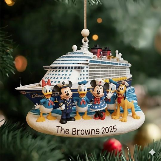Discover Personalized Mickey and Friends Cruise Ship Ornament, Disney Christmas Cruise Ornament, Very Merry Cruise Time, Family Cruise Vacation