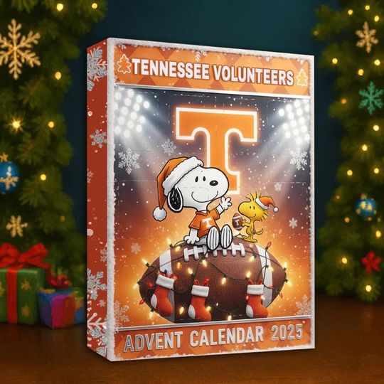 Discover Tennessee Volunteers Snoopy Advent Calendar 2025, Christmas Countdown Advent Calendar Gift Box With 24 Acrylic Ornaments