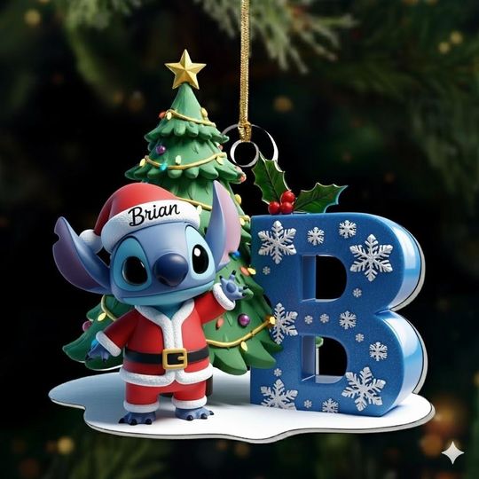 Discover Custom Stitch Santa Letter Ornament, Disney Christmas Initial Ornament, Stitch Xmas Ornament Hanging, Stitch Christmas Decor, Lilo Stitch