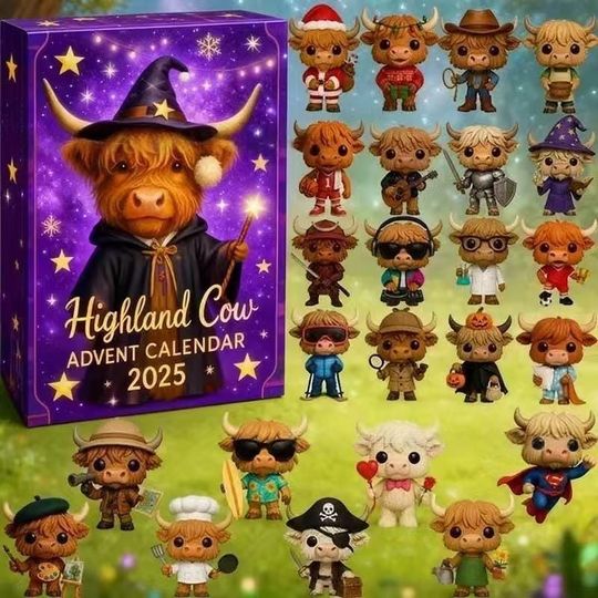 Discover Highland Cow Advent Calendar 2025 3D Highland Cow Ornaments 24 Days Christmas Countdown Calendar Christmas Advent Calendar Gift
