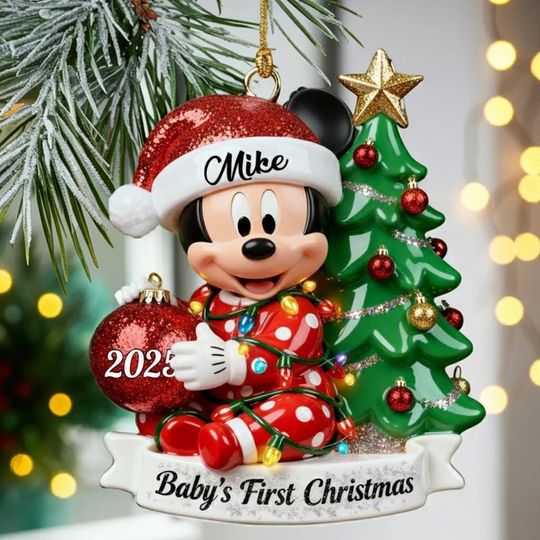 Discover Personalized Mickey Babys First Christmas Ornament, Baby Mickey Mouse Christmas Acrylic Keepsake, Personalized Newborn Gift Baby Gift Idea