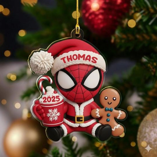 Discover Personalized Santa Spiderman Christmas Ornament, Disney Spider Christmas Gift, Christmas Ornament For Kid, Christmas Tree Decor Gift For Kid