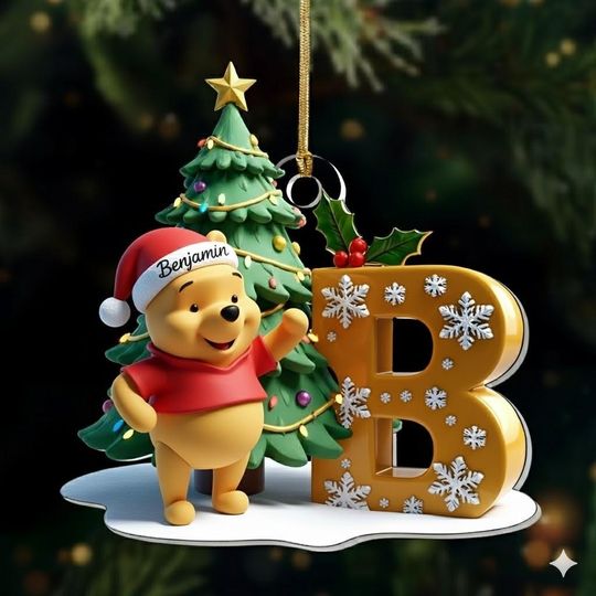 Discover Custom Winnie the Pooh Letter Ornament, Custom Christmas Initial Ornament, Disney with Name and Letter Ornament, Holiday Gift Keepsake 2025