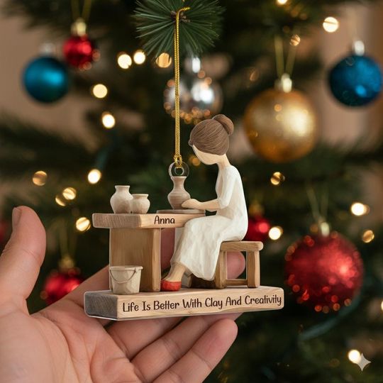 Discover FLAT ORNAMENT Quilter Christmas Ornament 2025 Personalized, Sewing Machine Thread Decor for Sewer, Custom Holiday Keepsake Gift,