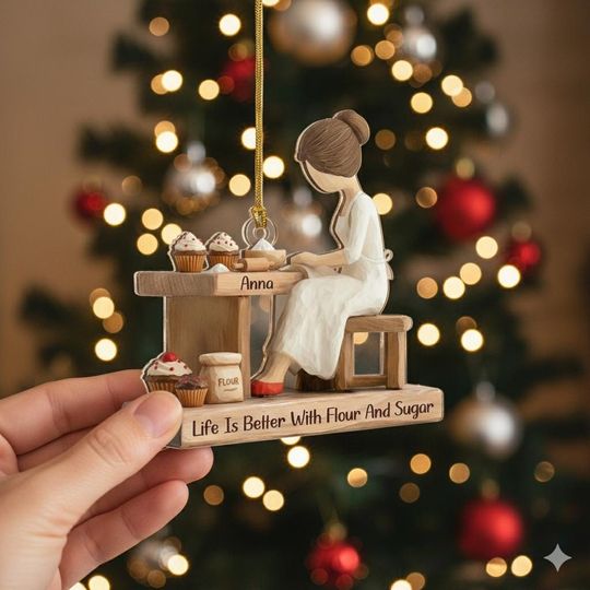 Discover FLAT ORNAMENT Custom Seamstress Ornament 2025, Sewing Thread Holiday Christmas Tree Decor, Personalized Quilter Sewing Machine Gift