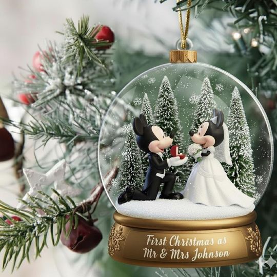 Discover Personalized Disney First Christmas As Mr & Mrs Ornament, Mickey Minnie Wedding Keepsake,Wedding Ornament Gift,Our First Married Keepsake