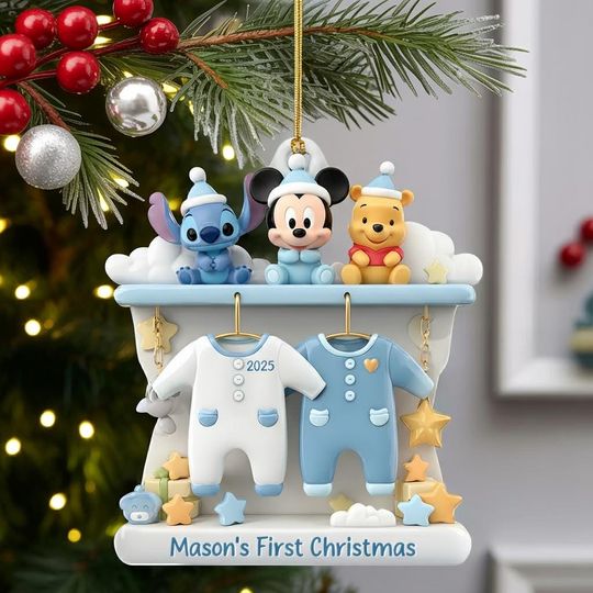 Discover Personalized Disney Babys First Christmas Acrylic Ornament 2025, Baby Ornament, Mickey Stitch Pooh Keepsake, Newborn Gift, Baby Shower
