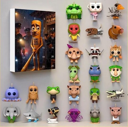 Discover 24pcs Italian Brainrot Tung Sahur Advent Calendar, Christmas Countdown Calendar Decoration Toy Christmas Gift