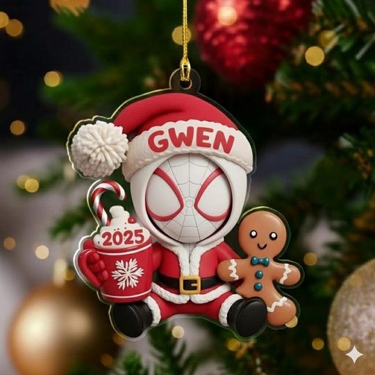 Discover Personalized Ghost Spider Ornament, Spider Hero Character Xmas Ornament Fan Gift, Gwen Stacy Disney Christmas Tree Decor Gift For Kid