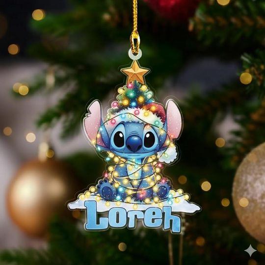 Discover FLAT ORNAMENT, Personalized Stitch Christmas Ornament, Disney Xmas Tree Decoration, Lilo & Stitch Holiday Keepsake, Custom Name 2025 Gift