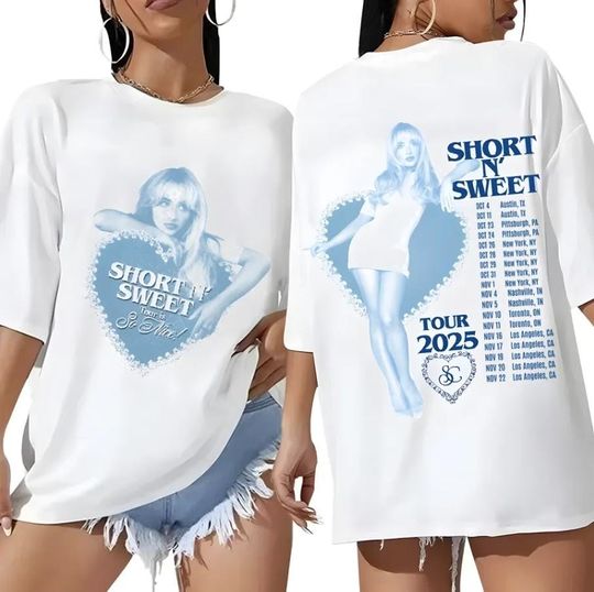 Discover Sabrina Carpenter Short N Sweet Tour 2025 Shirt , Two Sided Tour Tee, Gift for Fan , Merch Fan , Reprint Sweatshirt Gift Shirt