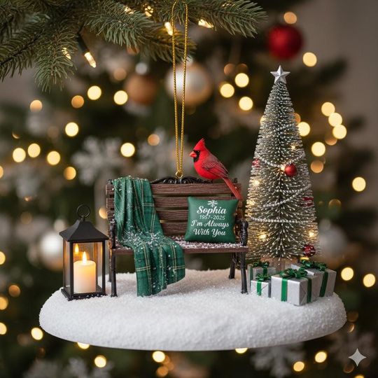 Memorial Cardinal Christmas Ornament, Personalized Remembrance Ornament 2025, In Memory Of Loved One Gift, Sympathy Ornament Keepsake