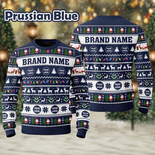 Custom Your Logo Ugly Sweater Your Business Logo Brand Logo Front and Back Logo SweatShirt Your Design Here Team Logo Sweater Company Logo