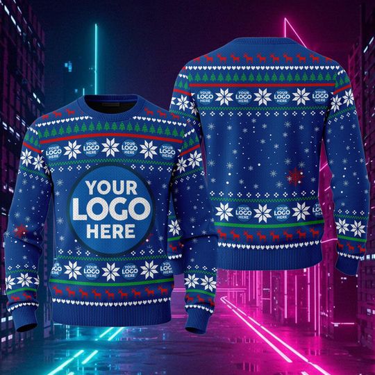 Custom Logo Company Ugly Christmas Sweater, Custom Name Xmas Sweatshirt, Personalized Ugly Sweater 2025, Ugly Sweater With Picture RE