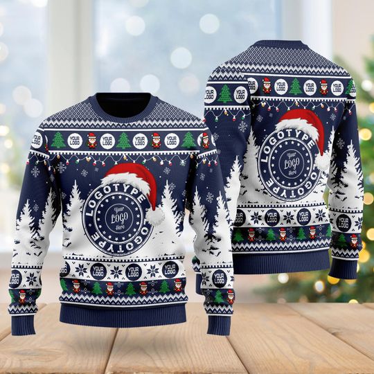 Discover Custom Logo Ugly Sweater, Your Business Logo Brand Logo, Front and Back Logo Sweatshirt Your Design Here Team Logo Sweater Company Logo Gift